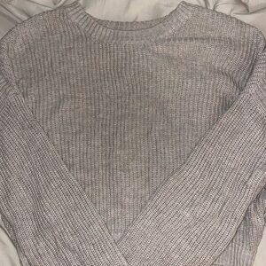 Hollister Gray Crew Neck Sweater with Ribbed Texture